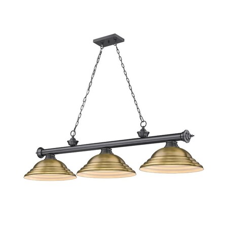 Z-Lite Cordon 3 Light Billiard, Bronze Plate & Rubbed Brass 2306-3BP-SRB